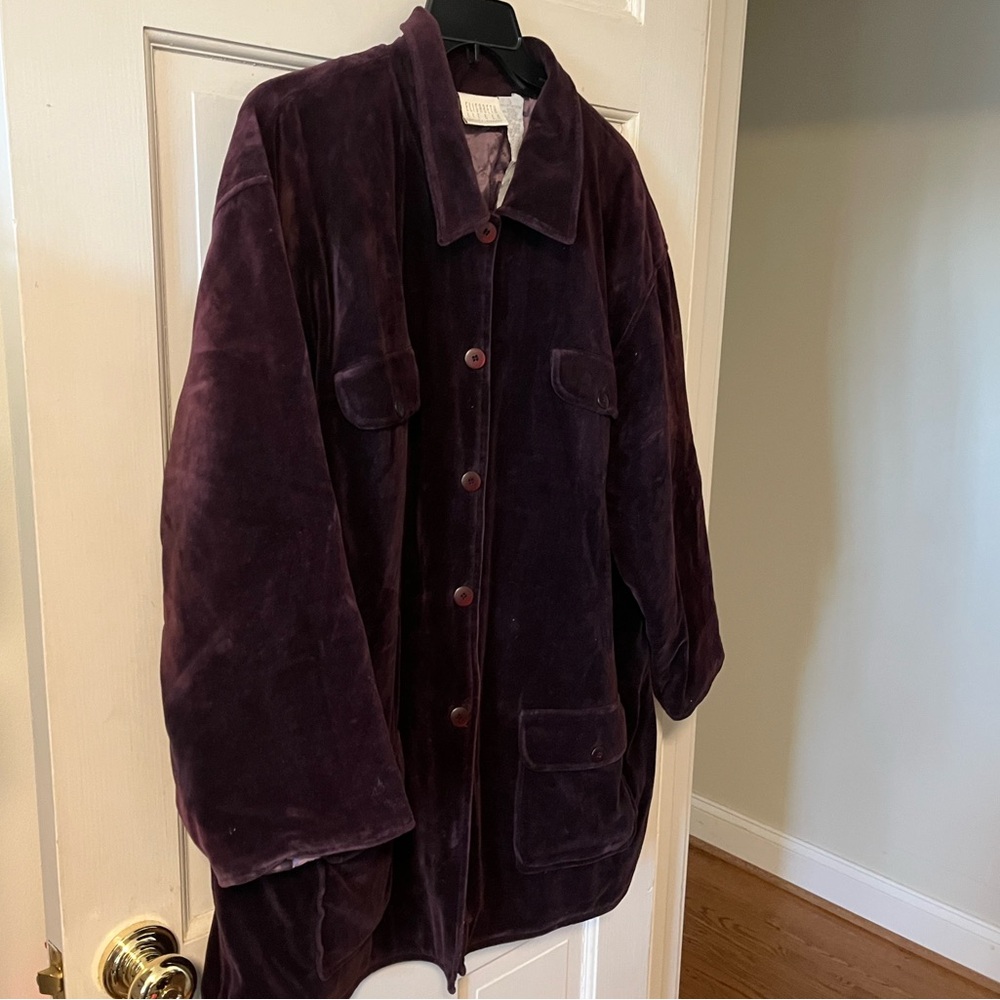 Elisabeth for Liz & Co. wine purple velour barn jacket w/ quilted interior, 3X - Picture 5 of 5